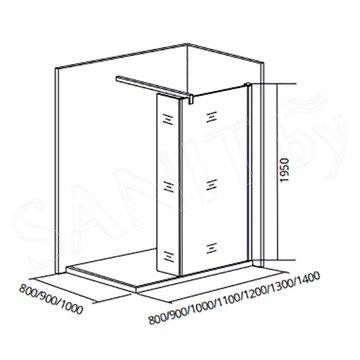 Душевое ограждение Good Door WALK IN SP2 C-B профиль черный