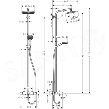 Душевая стойка Hansgrohe Crometta S 240 Showerpipe 27320000