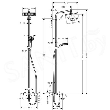 Душевая стойка Hansgrohe Crometta E 240 1jet Showerpipe 27298000