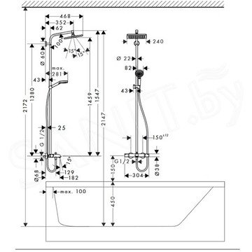 Душевая стойка Hansgrohe Crometta E 240 1jet Showerpipe 27298000