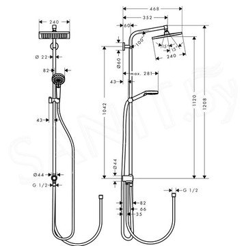 Душевая стойка Hansgrohe Crometta E 240 1jet Showerpipe Reno EcoSmart 27289000