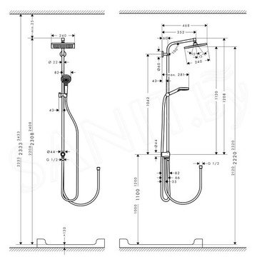 Душевая стойка Hansgrohe Crometta E 240 1jet Showerpipe Reno EcoSmart 27289000
