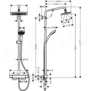 Душевая стойка Hansgrohe Croma E Showerpipe 280 1jet 27630000