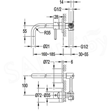 Смеситель встраиваемый Omnires Y1215H CHR (1 функция)