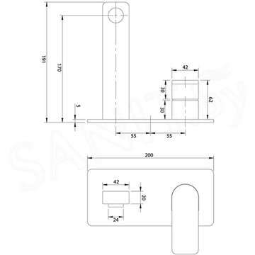 Смеситель встраиваемый Omnires Baretti BA7815BL (1 функция)