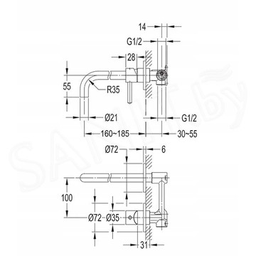 Смеситель встраиваемый Omnires Y1215H BL / Y1215HBLGL (1 функция)