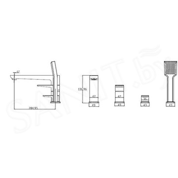 Смеситель на борт ванны Omnires Parma PM7432BL на 4 отверстия