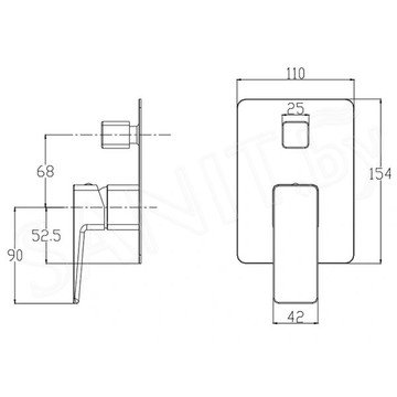 Смеситель встраиваемый Omnires Parma PM7435GR (2 функции)