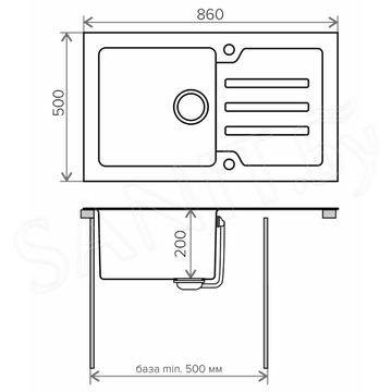 Кухонная мойка Tolero Ceramic Glass TG-860 B