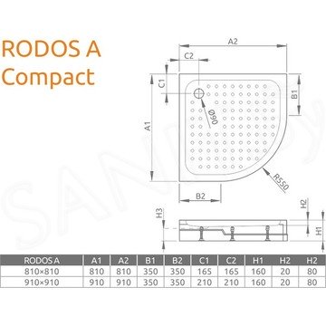 Душевой поддон Radaway Rodos A Compact