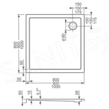 Душевой поддон Roth (Roltechnik) Flat kvadro