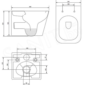 Комплект инсталляции с подвесным унитазом Omnires Fontana SET BP/BL
