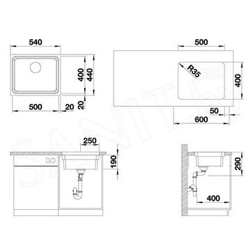 Кухонная мойка Blanco Etagon 500-U зеркальная полировка