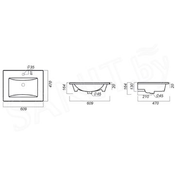 Умывальник Sanita Luxe Quadro 60 / 75 / 90