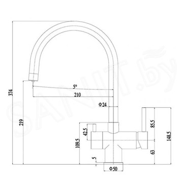 Смеситель для кухонной мойки Zorg Inox SZR 7020 под фильтр