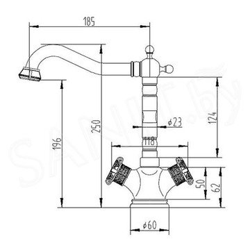 Смеситель для кухонной мойки ZorG Antic A 3003K-SL