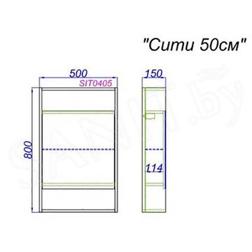 Шкаф-зеркало Aqwella Сити 50 / 60 дуб балтийский