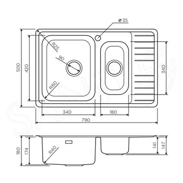 Кухонная мойка Omoikiri Sagami 79-2-IN