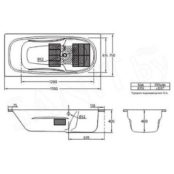 Стальная ванна BLB Universal Anatomica HG