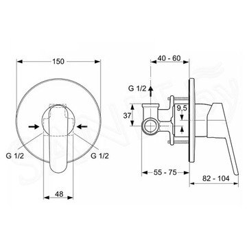 Смеситель встраиваемый Ideal Standard Ceraplan B0040AA с гигиеническим душем