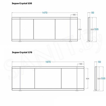 Экран для ванны Alavann Сrystal