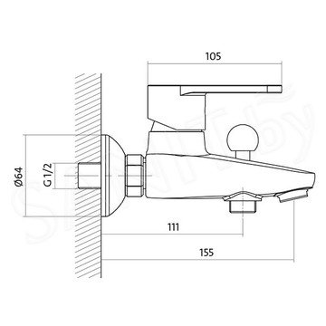 Смеситель для ванны Cersanit Cari S951-002