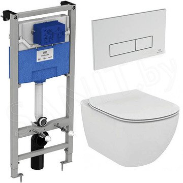 Комплект инсталляции Ideal Standard Prosys Frame 120 M с подвесным унитазом Tesi AquaBlade и кнопкой Oleas M2