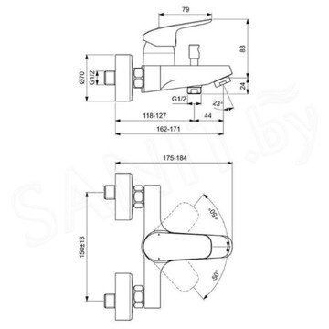 Смеситель для ванны Ideal Standard Ceraflex B1721AA