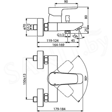 Смеситель для ванны Ideal Standard Ceraplan III B0718AA