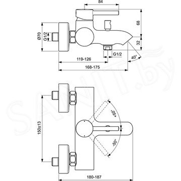 Смеситель для ванны Ideal Standard Ceraline BC199AA