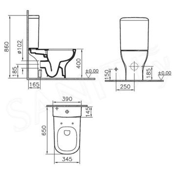 Напольный унитаз Vitra D-Light Rim-ex 9014B003-7209 (сиденье Soft Close)