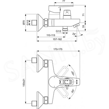 Смеситель для ванны Ideal Standard Cerafine D BC494AA