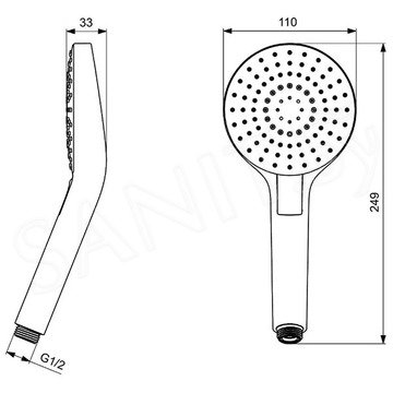 Душевая лейка Ideal Standard Idealrain Evo Round L3 B2231AA