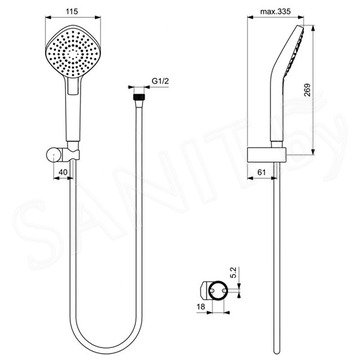 Душевая лейка со шлангом Ideal Standard Idealrain Evo Diamond L3 B2240AA