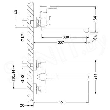 Смеситель для ванны Lemark Evitta LM0551C