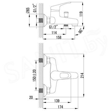 Смеситель для ванны Lemark Omega LM3102C