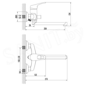 Смеситель для ванны Lemark Omega LM3110C