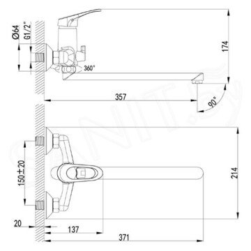 Смеситель для ванны Lemark Omega LM3151C