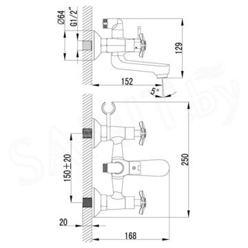 Смеситель для ванны Lemark Partner LM6542C