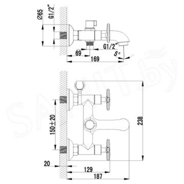 Смеситель для ванны Lemark Plus Spirit LM1912C