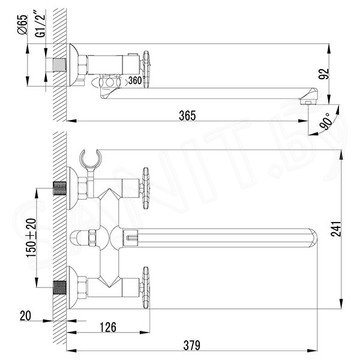 Смеситель для ванны Lemark Plus Spirit LM1951C