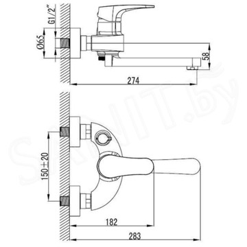 Смеситель для ванны Lemark Shift LM4314C