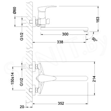 Смеситель для ванны Lemark Point LM0351C