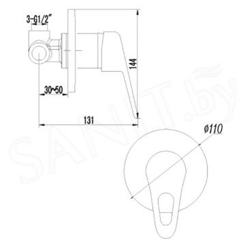 Смеситель встраиваемый Lemark Luna LM4123C для душа