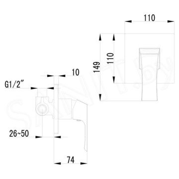 Смеситель встраиваемый Lemark Unit LM4523C для душа