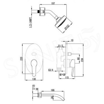 Душевая система Lemark Atlantiss LM3221C встраиваемая