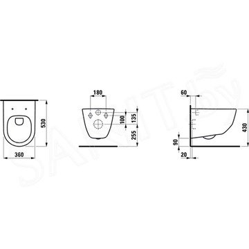 Подвесной унитаз Laufen Pro Rimless 8.2096.6.400.000.1 LCC безободковый