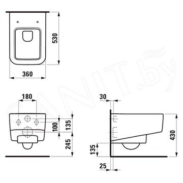 Подвесной унитаз Laufen Pro S Rimless 8.2096.2.400.000.1 LCC безободковый