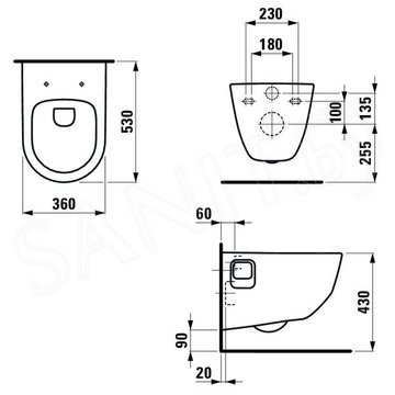 Подвесной унитаз Laufen Pro Rimless 8.2096.4.400.000.1 LCC безободковый
