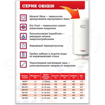 Накопительный водонагреватель Garanterm Origin 50 V / 80 V / 100 V / 150 V